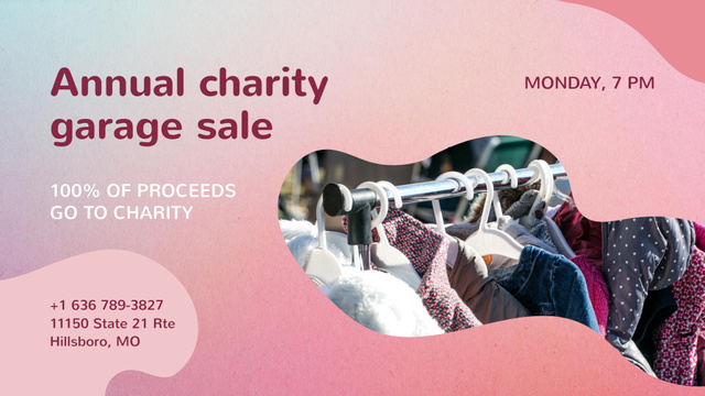 Annual Charity Garage Sale Announcement FB event cover tervezősablon