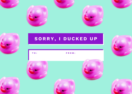 Funny Apology Message With Toy Ducks Pattern Postcard 5x7in Design Template