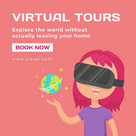 World Virtual Tours Booking Offer in Coral Instagram Design Template