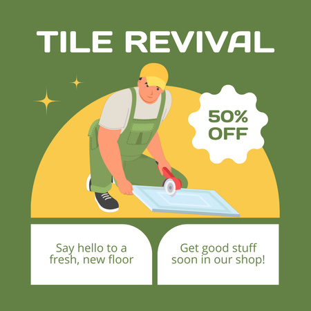 Plantilla de diseño de Servicio de renovación de azulejos de primer nivel a mitad de precio Animated Post 