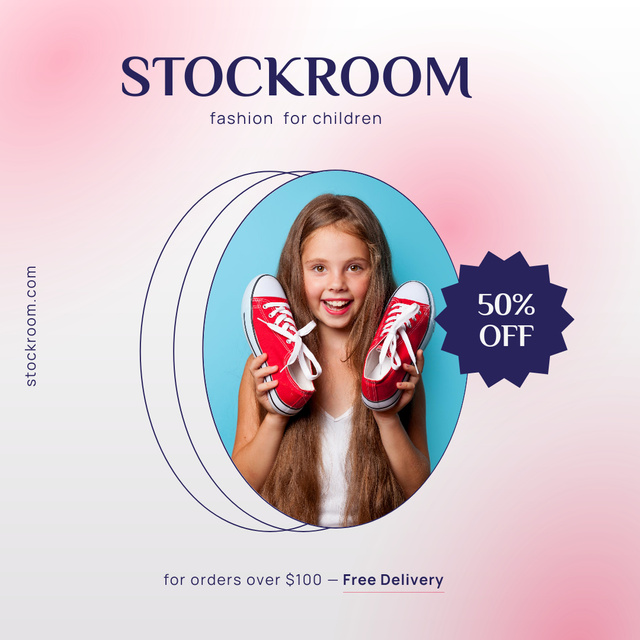 Fashion Boutique Ad with Girl with Sneakers Instagram AD Design Template