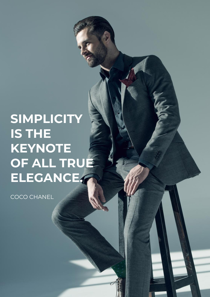Quote about Elegance with Businessman in Suit Poster Design Template