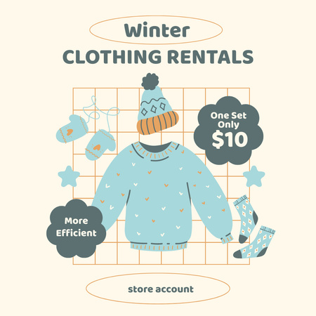Rental winter clothing illustrated Instagram Design Template