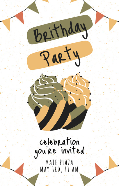 Plantilla de diseño de Birthday Celebration with Delicious Desserts Invitation 4.6x7.2in 