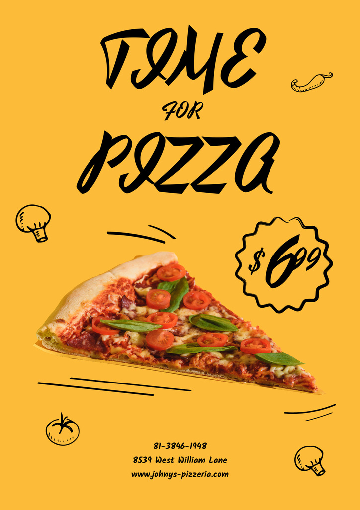 Slice of Pizza for restaurant offer Poster Πρότυπο σχεδίασης