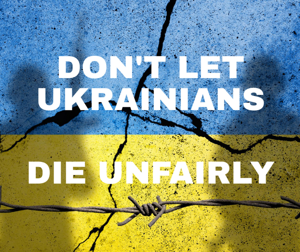 Platilla de diseño Awareness about War in Ukraine with Silhouettes of Militaries Facebook