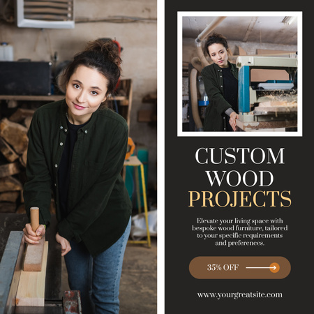 Serviço de carpinteiro confiável com descontos para pedidos Instagram AD Modelo de Design