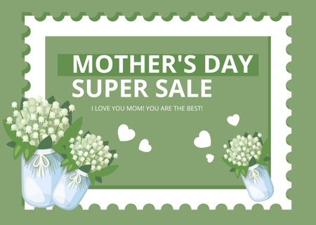 Super Sale on Mother's Day with Spring Flowers Postcard 5x7in Design Template