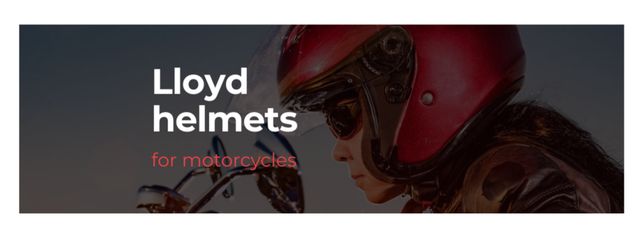 Ontwerpsjabloon van Facebook cover van Bikers Helmets Offer with Woman on Motorcycle