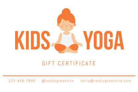 Çocuk Yogası Dersleri İçin Hediye Çeki Gift Certificate Tasarım Şablonu