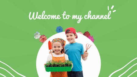 Happy Kids With Plants In Pot YouTube intro Design Template