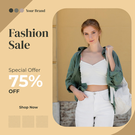 Fashion Sale Announcement with Stylish Girl Instagram tervezősablon