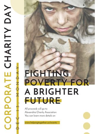 Plantilla de diseño de Poverty quote with child on Corporate Charity Day Invitation 