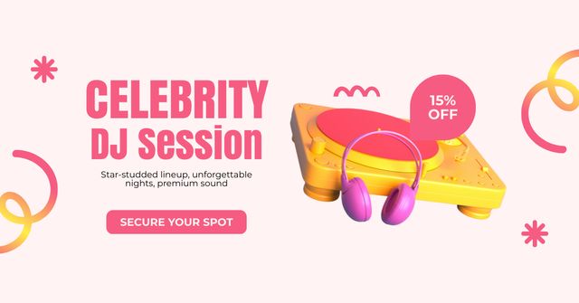 Discount on Celebrity DJ Session Facebook AD Design Template