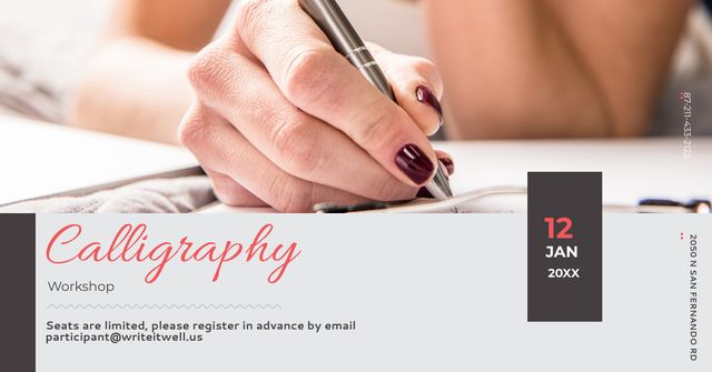 Calligraphy workshop Annoucement Facebook AD Modelo de Design