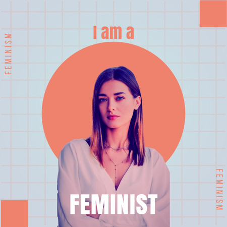 Confident Young Woman and Feminism Quote Instagram Modelo de Design