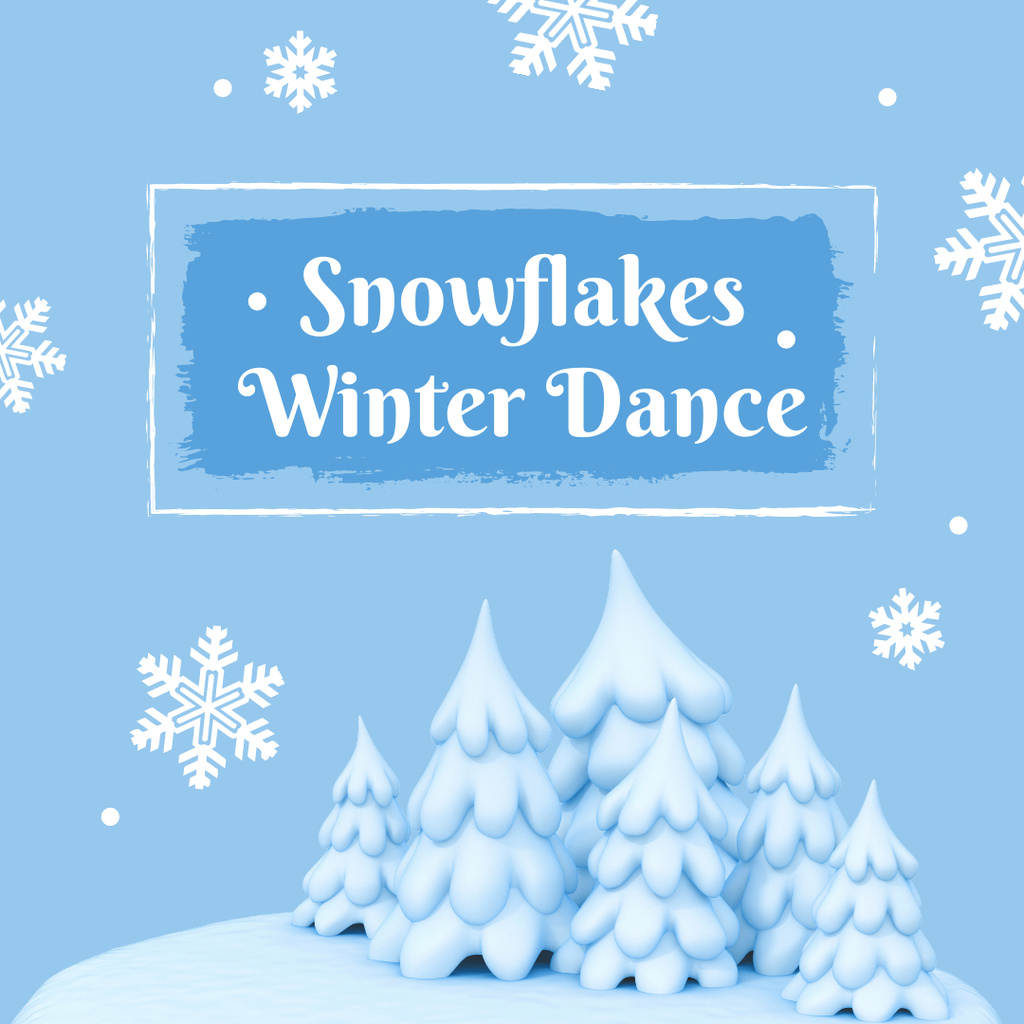 Winter Event Announcement with Trees in Snow Instagram tervezősablon