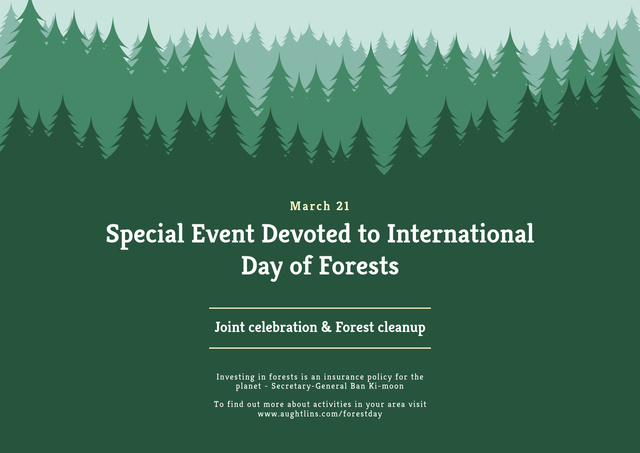 Announcement of International Day of Forests Poster A2 Horizontal tervezősablon