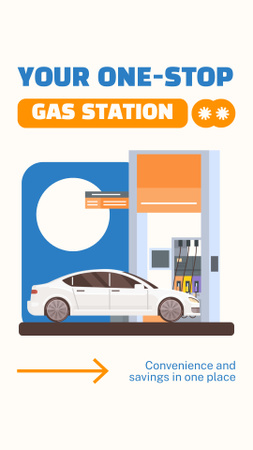 Tek Noktadan Benzin İstasyonları Reklamı Instagram Story Tasarım Şablonu