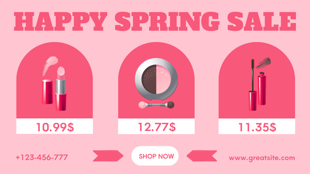 Collage with Spring Sale of Decorative Cosmetics Youtube Thumbnail Design Template
