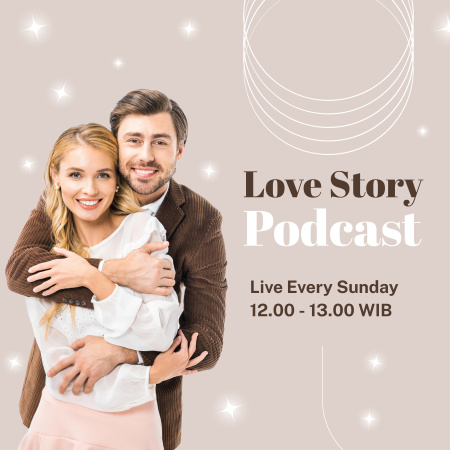 Plantilla de diseño de Anuncio de podcast de historia de amor Podcast Cover 