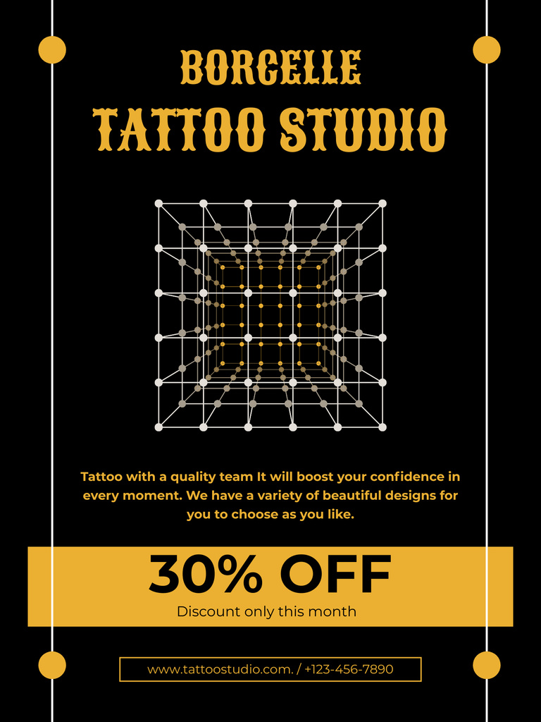 Template di design Trendy Tattoo Studio Service With Discount Poster US