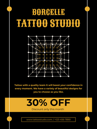 Trendy Tattoo Studio Service With Discount Poster US Design Template