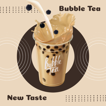 Anúncio de Bubble Tea Novo Sabor Instagram Modelo de Design