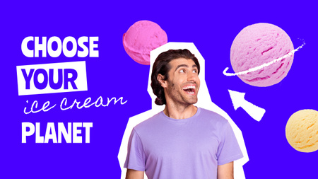 Funny Man and Colorful Ice Cream Balls Youtube Thumbnail Modelo de Design