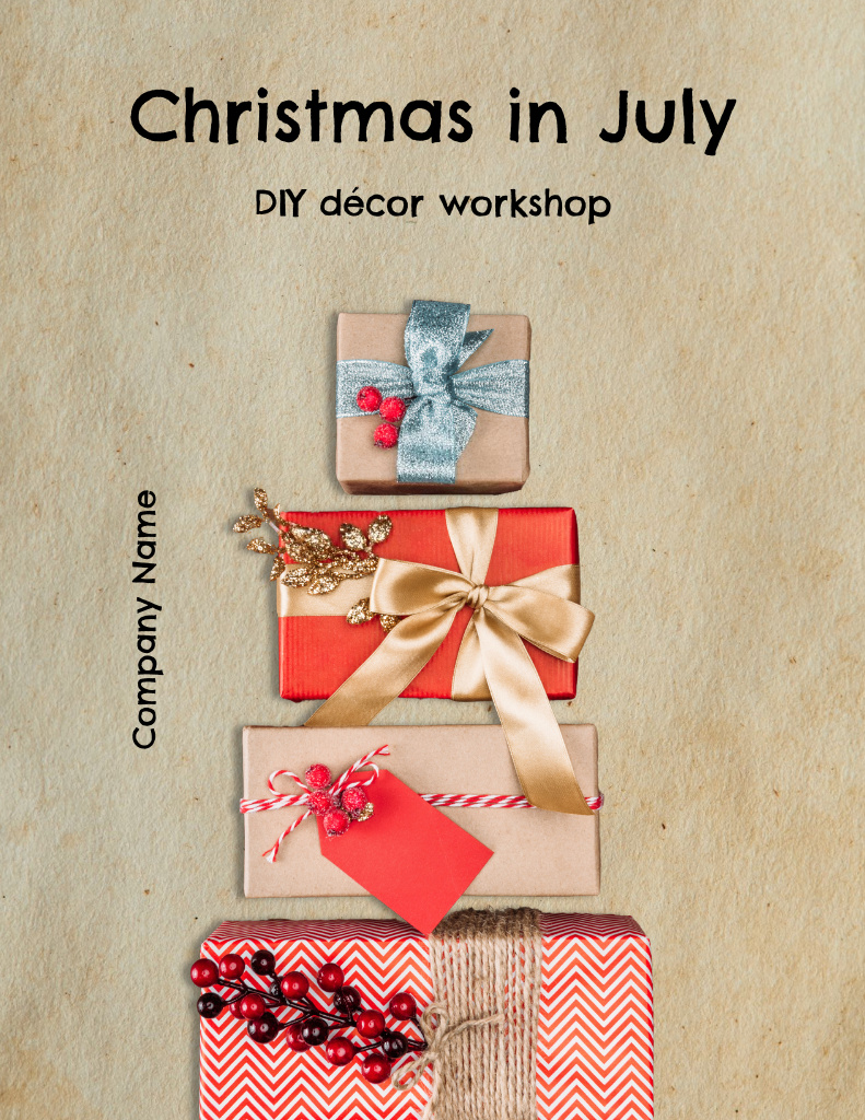 Plantilla de diseño de Christmas Decor Advertisement with Bright Gift Boxes Flyer 8.5x11in 