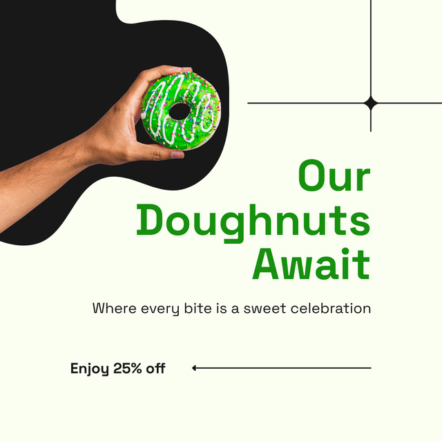 Designvorlage Discounted Prices on Sweet Doughnuts für Instagram
