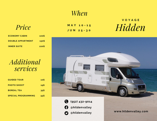 Camping Tour by Family Van Brochure 8.5x11in Design Template