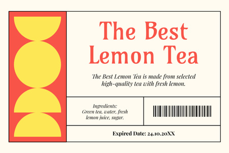 Awesome Lemon Tea In Package Offer Label Design Template