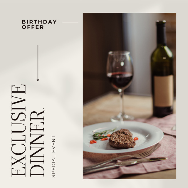 Designvorlage Exclusive Birthday Dinner für Instagram