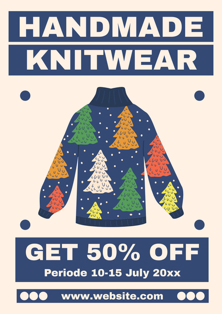 Discount for Knitwear with Cute Holiday Sweater Poster Design Template