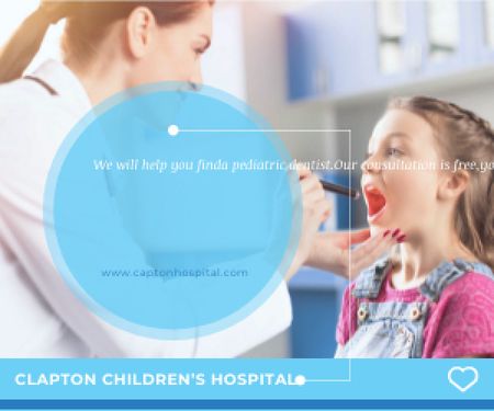 Children's Hospital Ad Pediatrician Examining Child Medium Rectangle Design Template