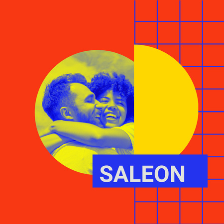 Modèle de visuel Annonce colorée avec sourire jeune couple - Instagram