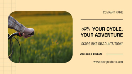 Stylish Bicycle With Slogan And Discounts By Promo Code Full HD video Design Template