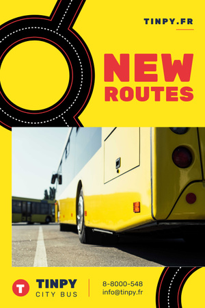 Public Transport Routes with Bus in Yellow Pinterest Design Template