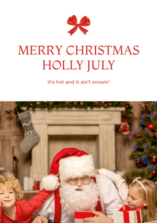 Happy Children Hugging Santa with Presents Flyer A4 Design Template