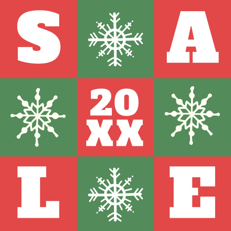 Checkered New Year Sale Offer With Snowflakes Instagram Modelo de Design