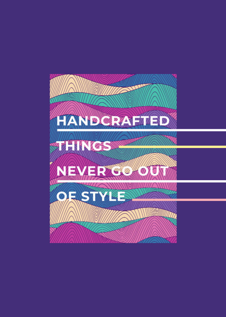 Ontwerpsjabloon van Postcard 5x7in Vertical van Quote about Handcrafted Things