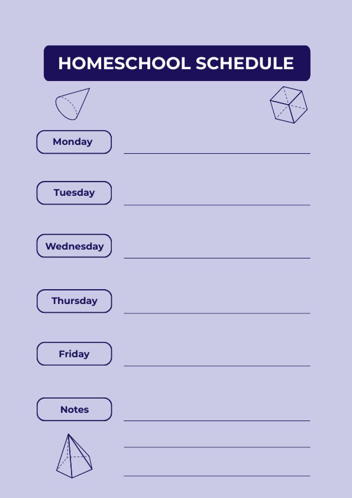 Homeschool Schedule with Geometric Figures Schedule Planner tervezősablon