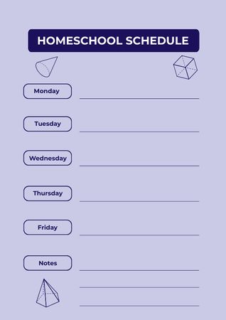 Homeschool Schedule with Geometric Figures Schedule Planner Design Template