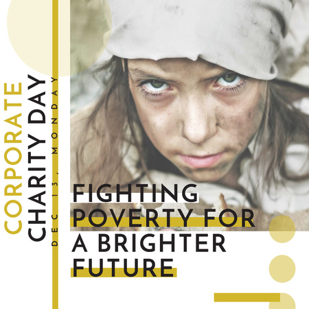 Plantilla de diseño de Cita de pobreza con el niño en el Día de la Caridad Corporativa Instagram AD 