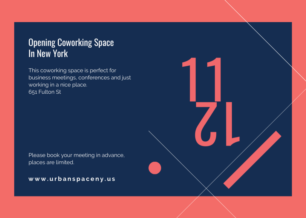 Inviting You to Coworking Space Flyer 5x7in Horizontal Modelo de Design