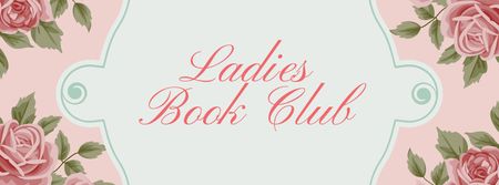 Template di design Annuncio della riunione del club del libro con rose Facebook cover
