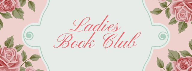 Book Club Meeting announcement with roses Facebook cover Tasarım Şablonu