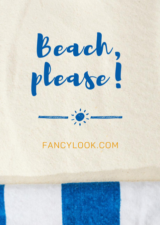 Kesäinen ihonhoitotuote pyyhkeellä rannalla Postcard 5x7in Vertical Design Template
