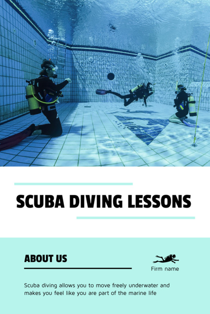 Scuba Diving Classes Ad with People in Pool Postcard 4x6in Vertical Design Template